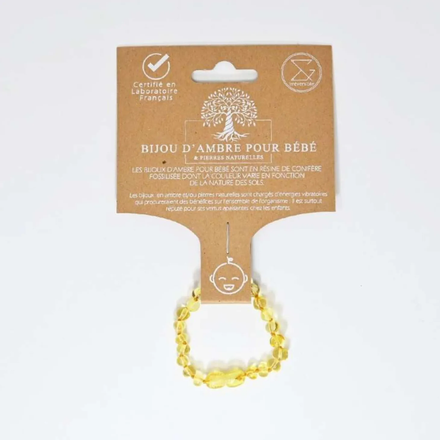 Irréversible Bijoux Lemon - Bracelet d'ambre Jaune 0-2 ans