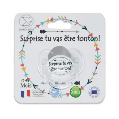 Irréversible Bijoux                    Sucette d'annonce physiologique Surprise tu vas être TONTON !    Bleu Et Blanc            0-6 mois