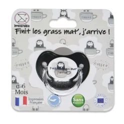 Irréversible Bijoux Sucette d'annonce physiologique - Fini les grass mat j’arrive ! Noir Et Gris 0-6 mois