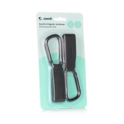 Jané Lot de 2 crochets multifonctions simili cuir Black