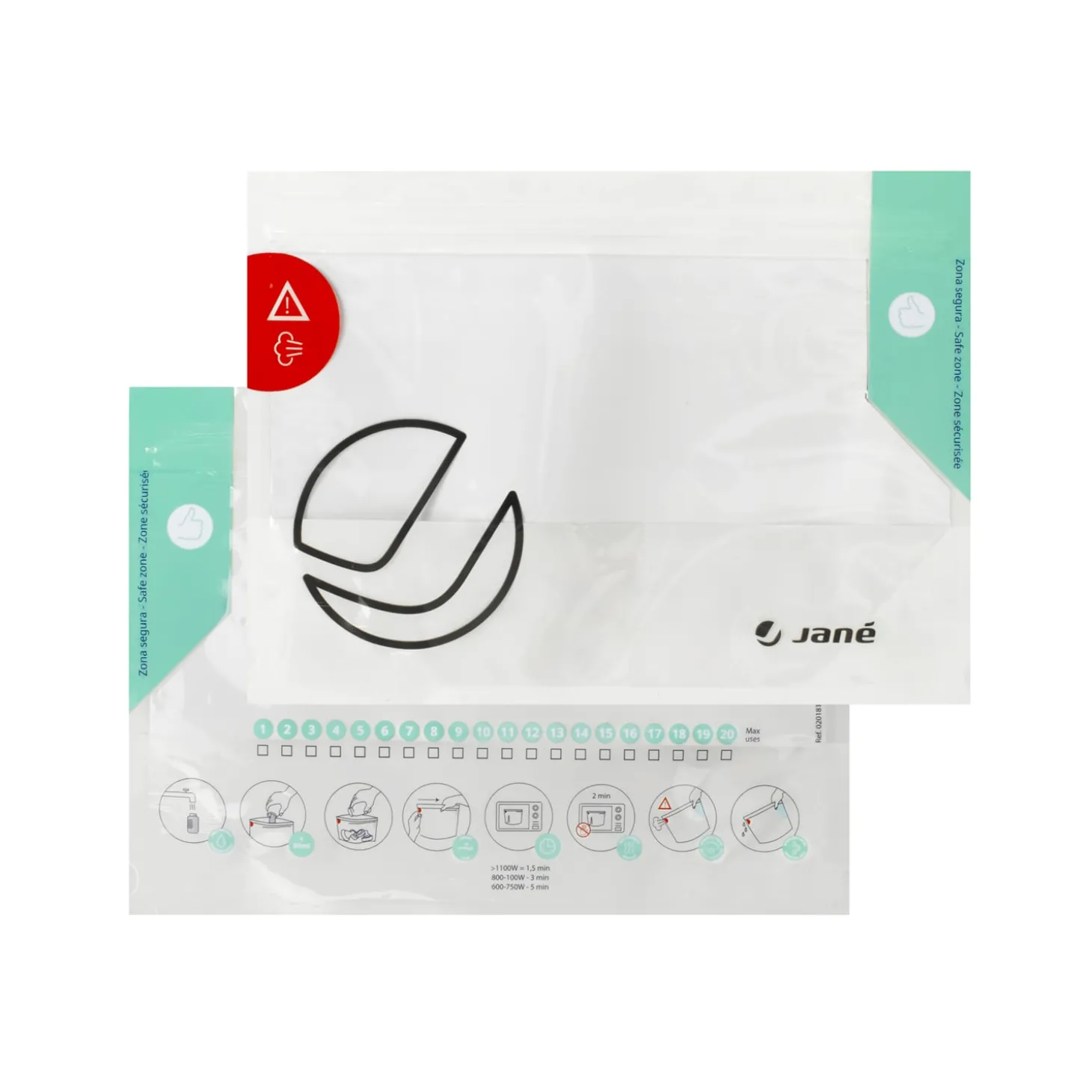 Jané Lot de 5 sachets de stérilisation micro-ondes réutilisables White