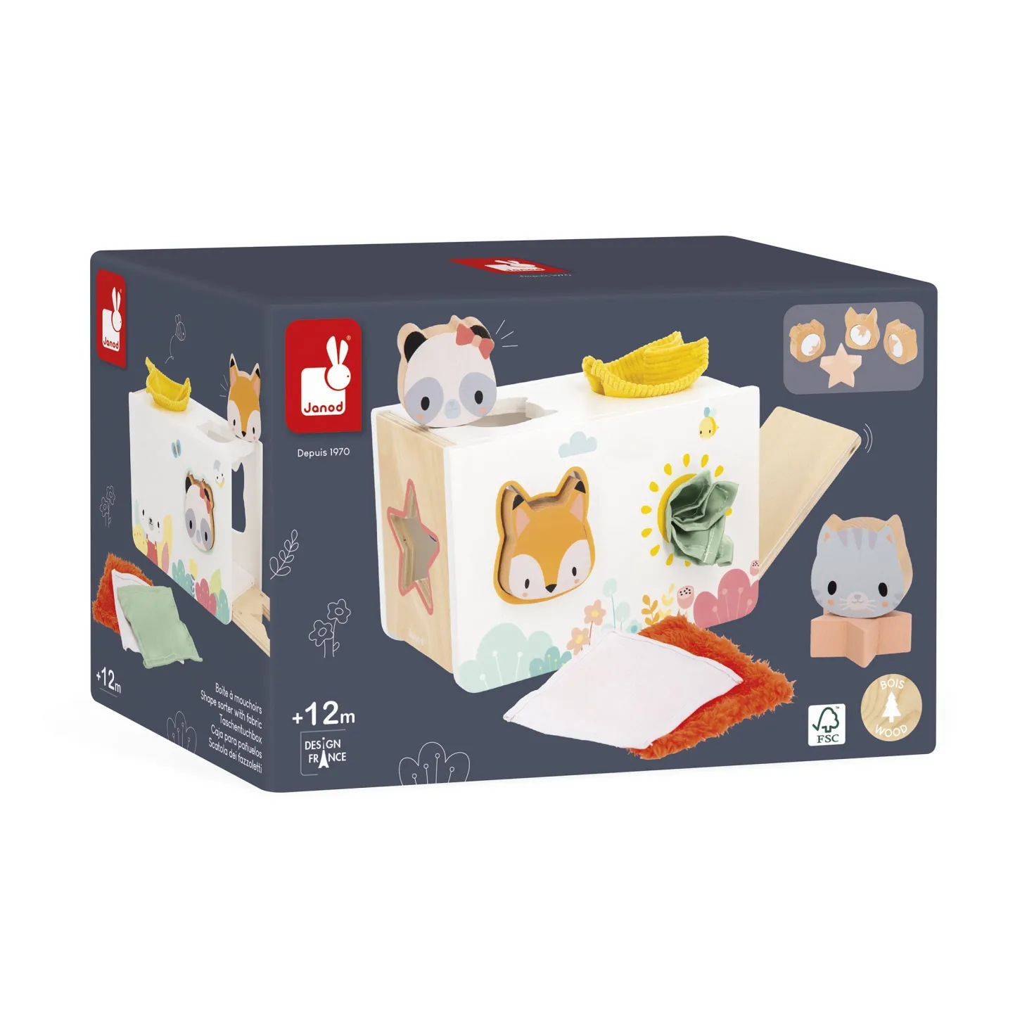 Janod Boite A Mouchoirs Pure Multicolore