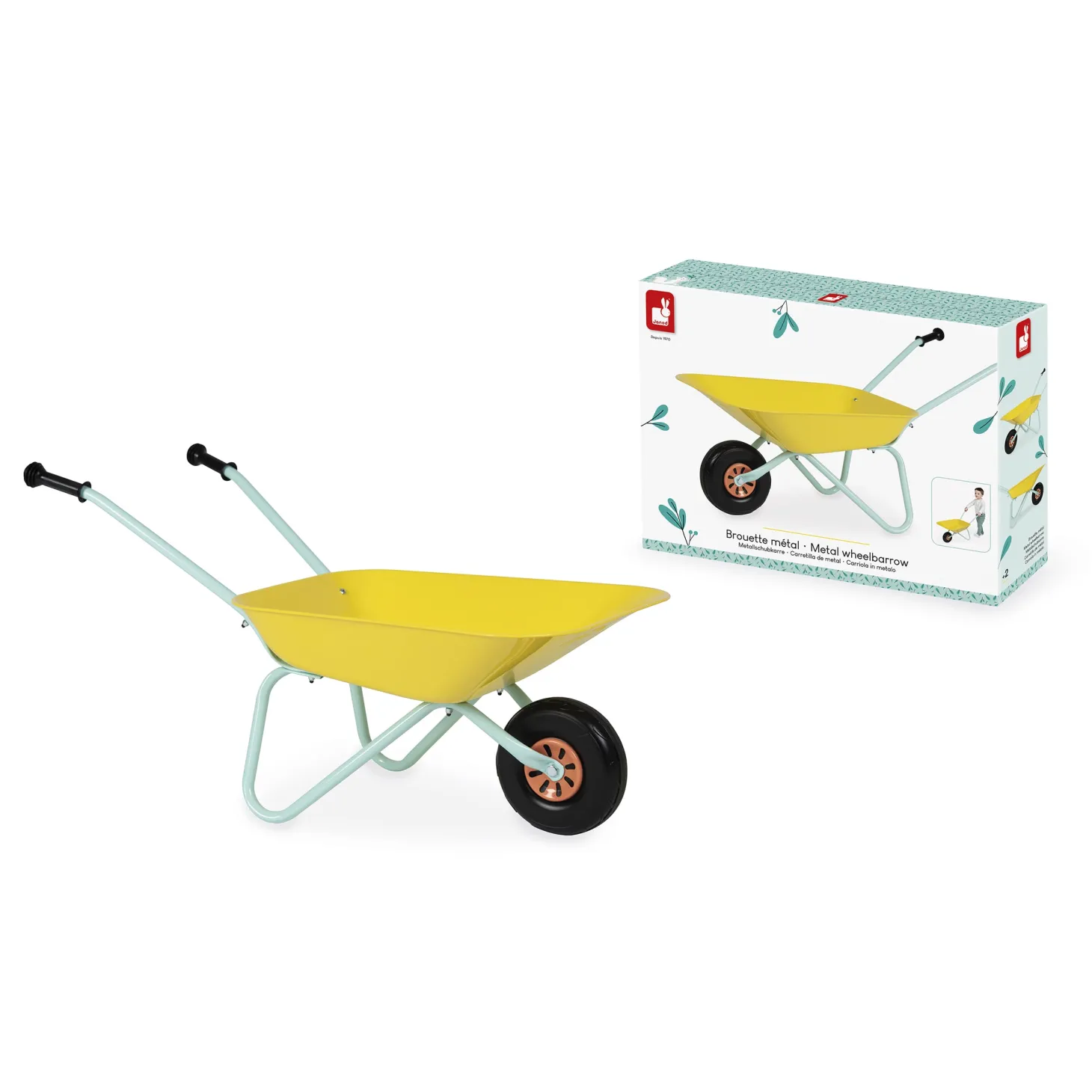 Janod Brouette Metal Happy Garden Jaune