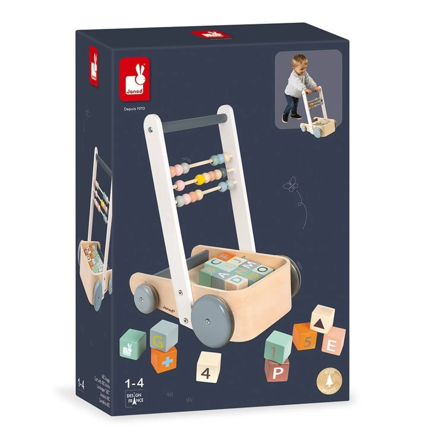 Janod Chariot d'éveil ABC Buggy Sweet Cocoon Multicolore