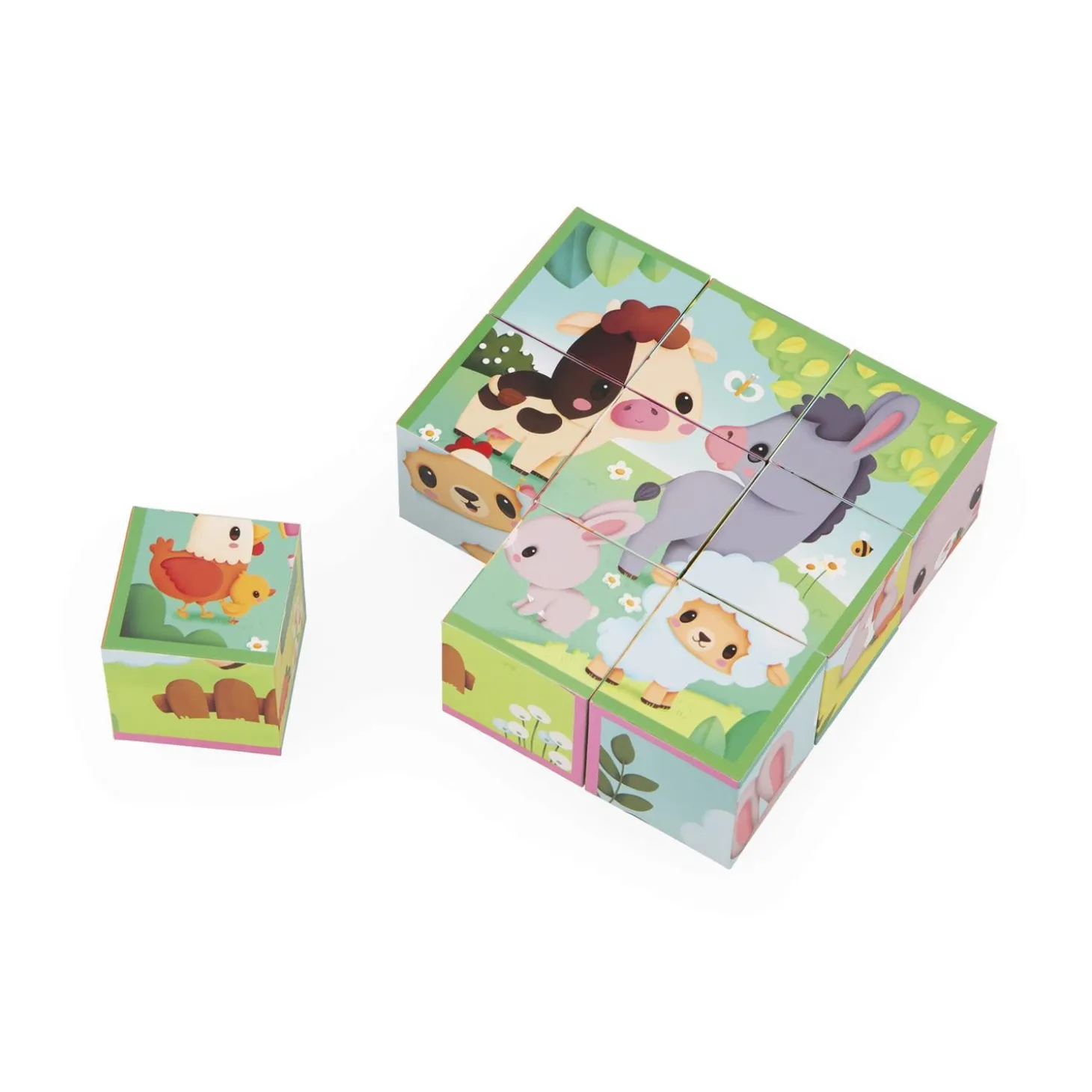 Janod Cubes Animaux de La Ferme Multicolore