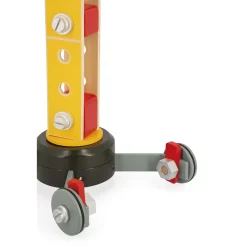 Janod                    Grande Grue en Bois - Grue Mobile - Hauteur 74 cm - 12 accessoires - Facile à manipuler    Jaune