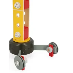 Janod                    Grande Grue en Bois - Grue Mobile - Hauteur 74 cm - 12 accessoires - Facile à manipuler    Jaune
