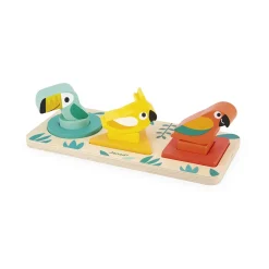 Janod Jeu de formes à empiler Oiseaux tropicaux Multicolore