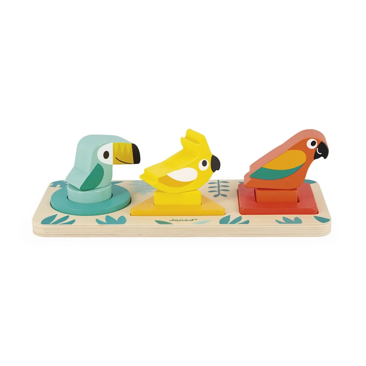 Janod Jeu de formes à empiler Oiseaux tropicaux Multicolore