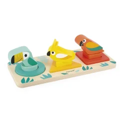 Janod Jeu de formes à empiler Oiseaux tropicaux Multicolore