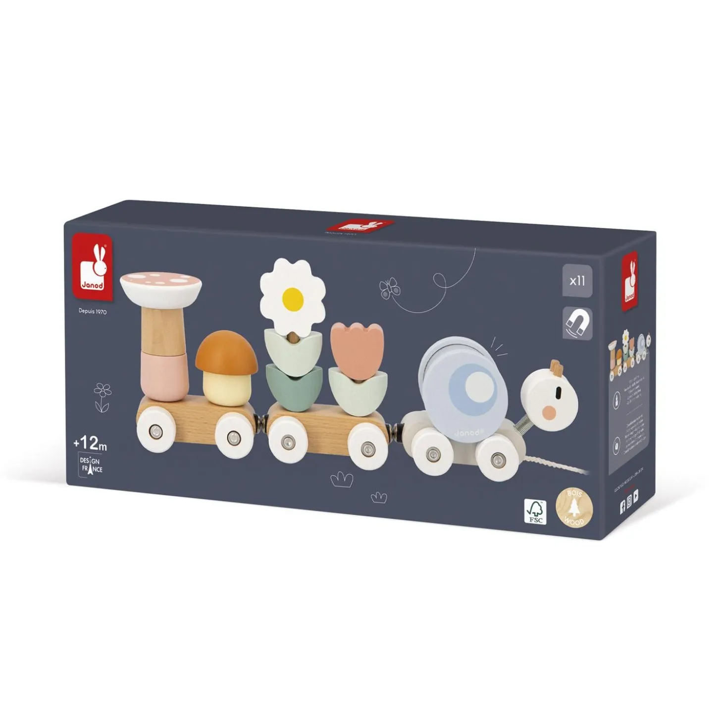 Janod Jeu éducatif Train Escargot Multicolore