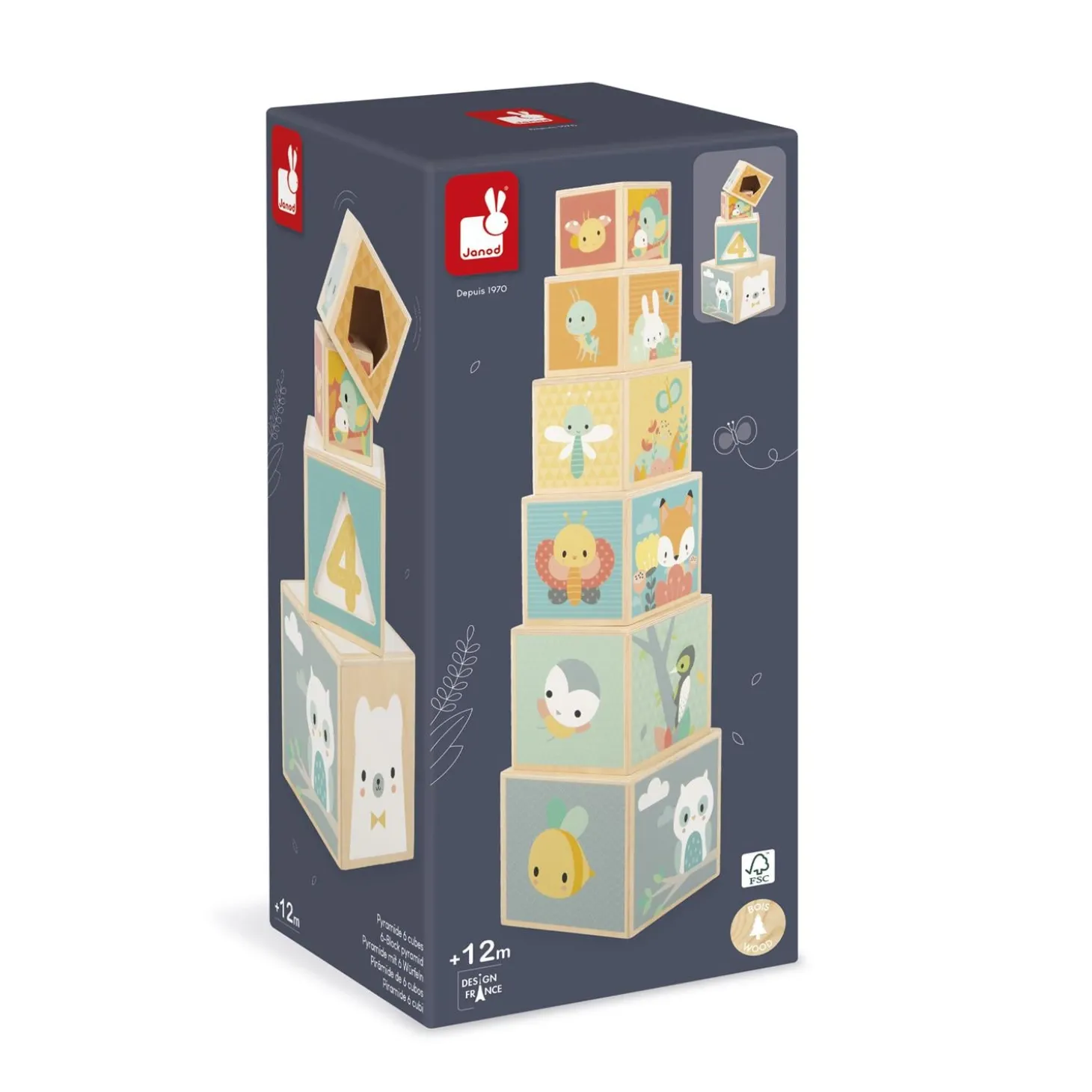 Janod Jouet Pure Pyramide Multicolore