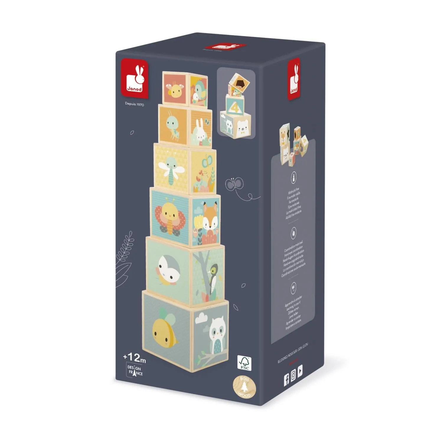 Janod Jouet Pure Pyramide Multicolore