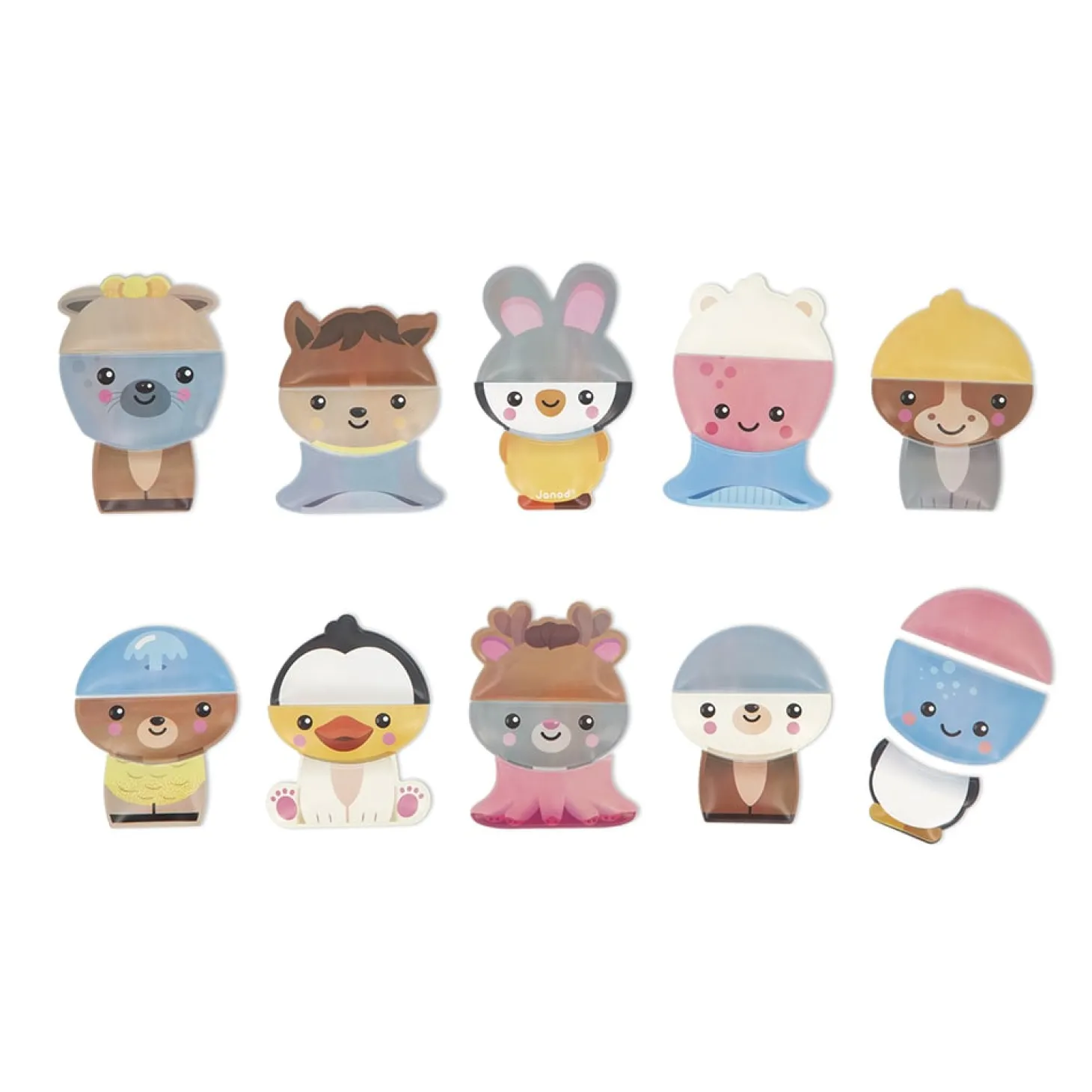 Janod Jouets de bain Animaux Mix&Match Multicolore