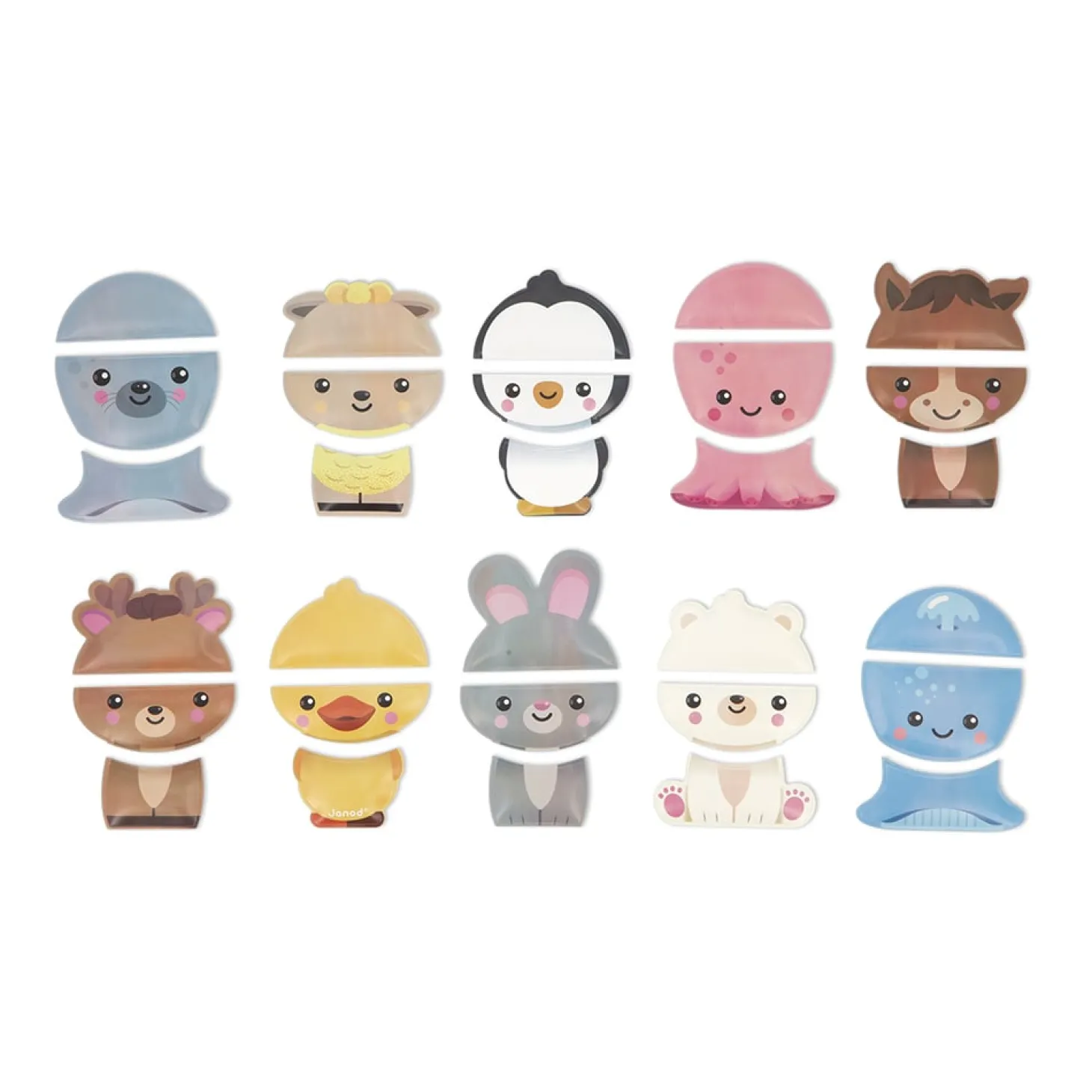 Janod Jouets de bain Animaux Mix&Match Multicolore