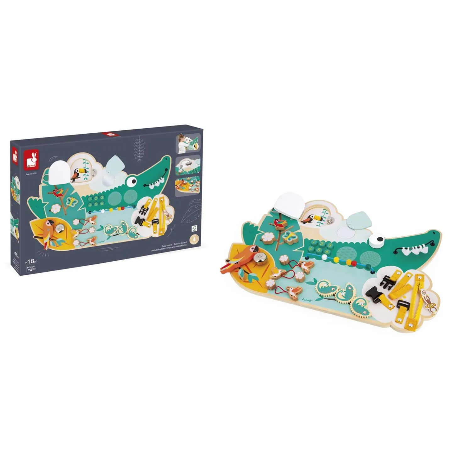 Janod Jouet Tropik Busy Board Croco Vert