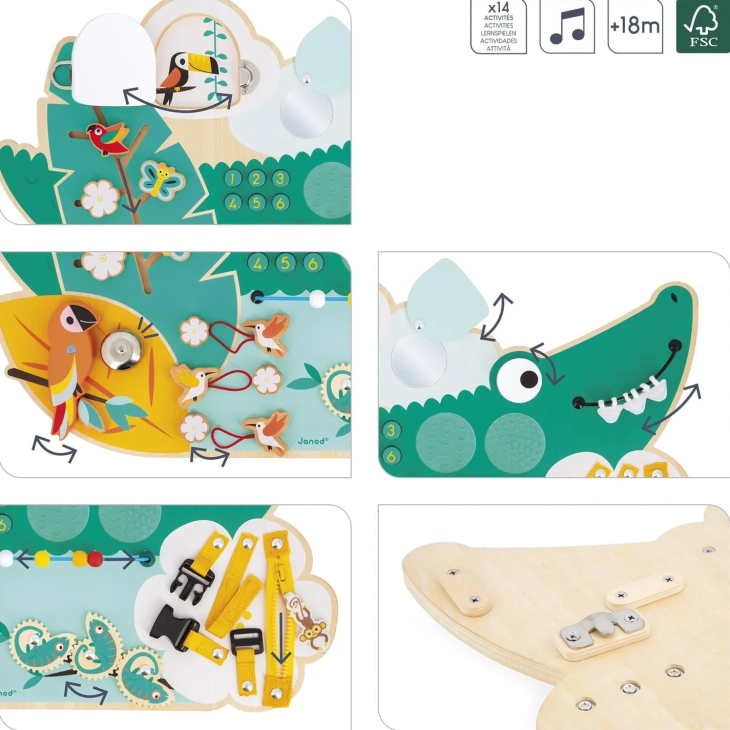 Janod Jouet Tropik Busy Board Croco Vert