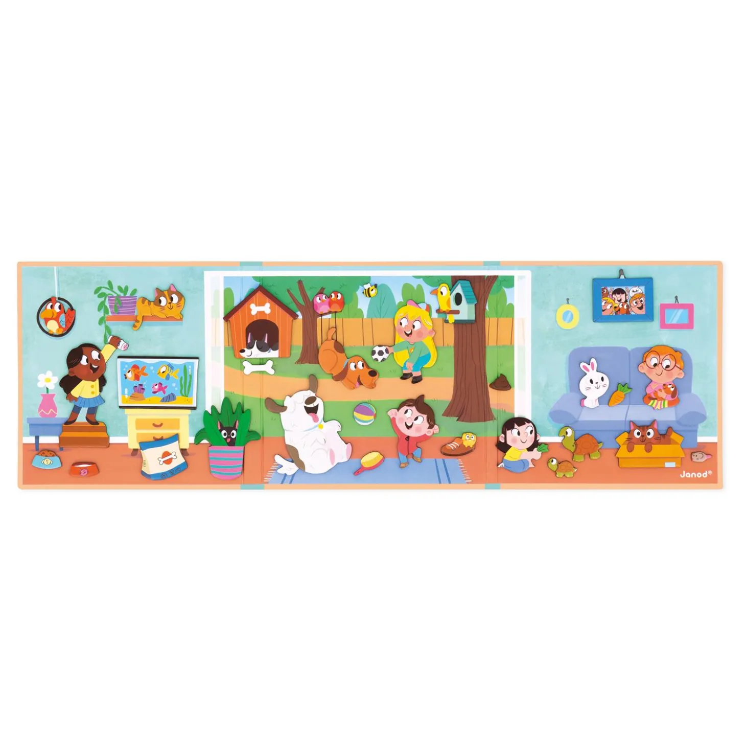 Janod 30 Magnets les animaux domestiques Multicolore