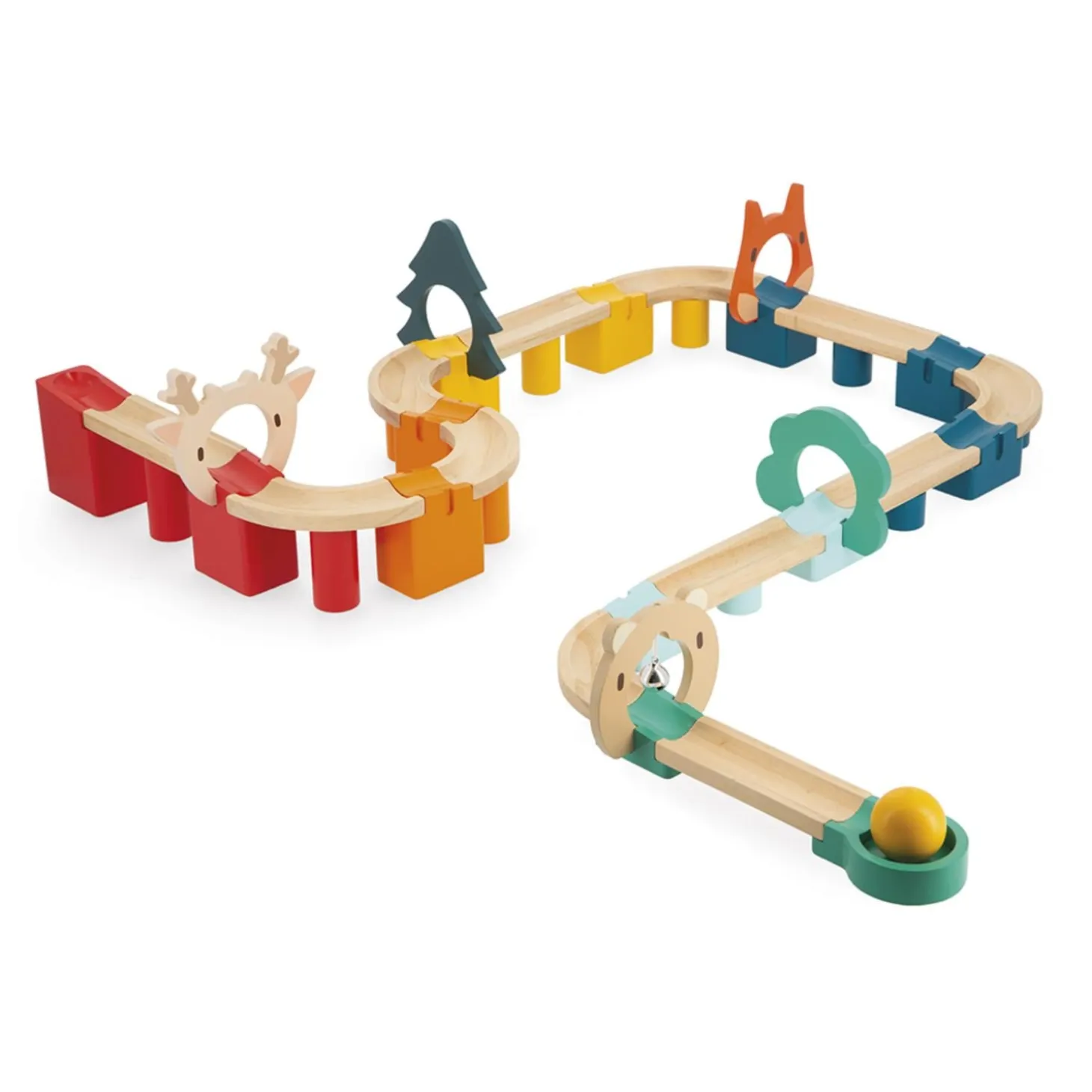 Janod Mon Premier Circuit en Bois - 44 Pièces en Bois Massif - Jouet d'Adresse Multicolore