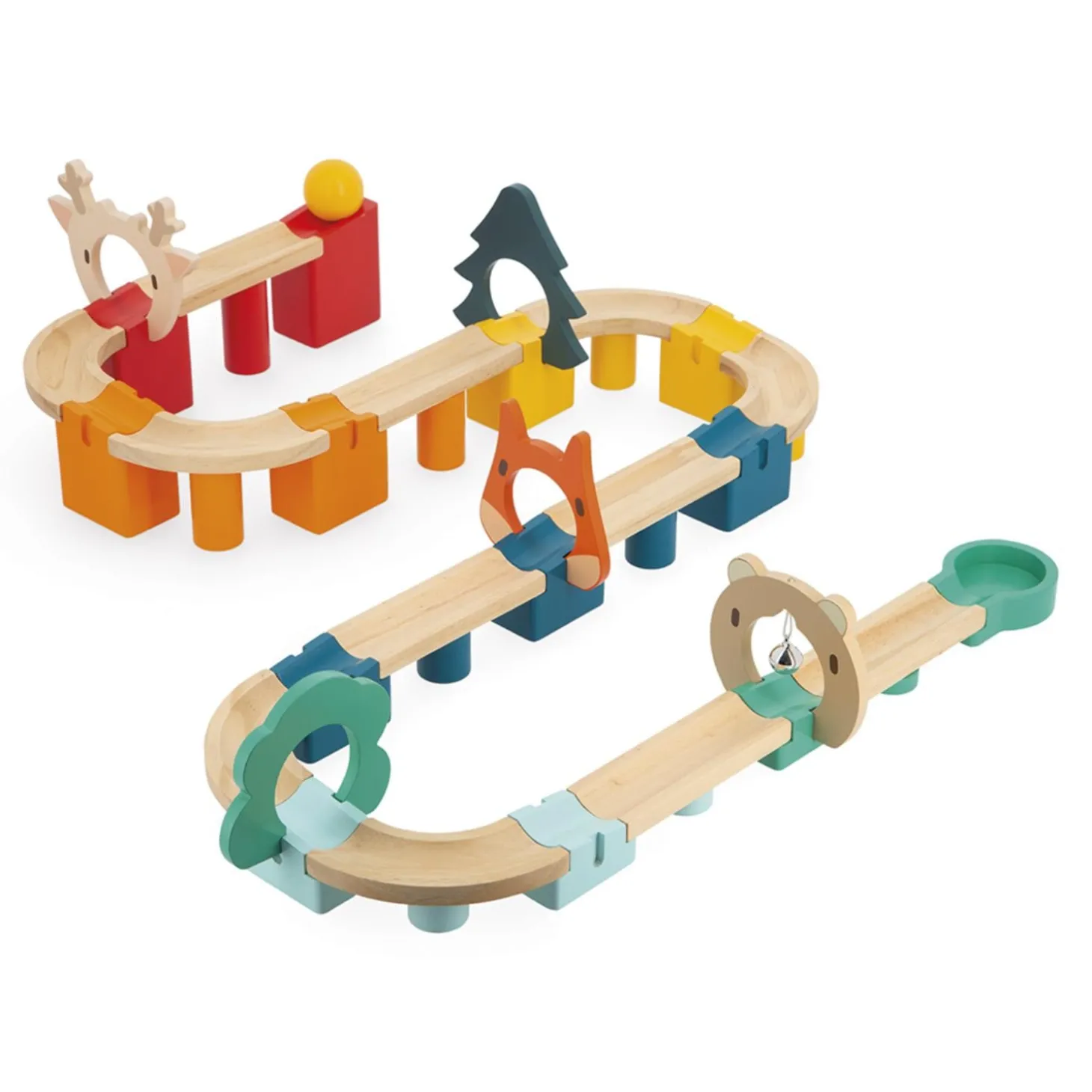 Janod Mon Premier Circuit en Bois - 44 Pièces en Bois Massif - Jouet d'Adresse Multicolore