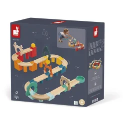 Janod Mon Premier Circuit en Bois - 44 Pièces en Bois Massif - Jouet d'Adresse Multicolore