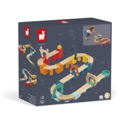 Janod Mon Premier Circuit en Bois - 44 Pièces en Bois Massif - Jouet d'Adresse Multicolore