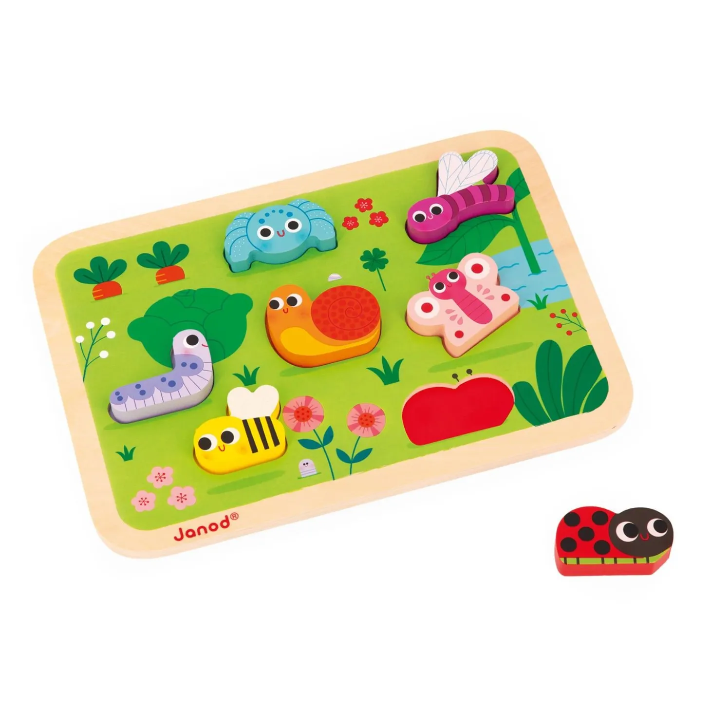 Janod Puzzle Chunky le jardin Multicolore