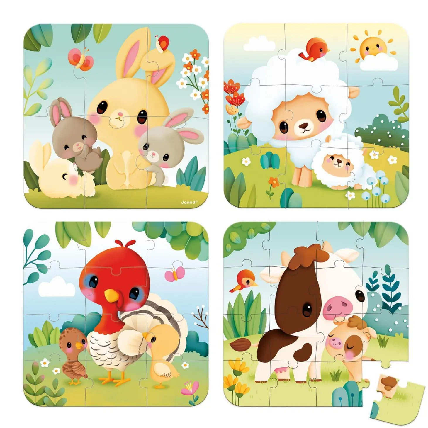 Janod Puzzles evolutifs animaux Ferme Orange