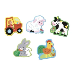 Janod 5 Puzzles Evolutifs Ferme Multicolore