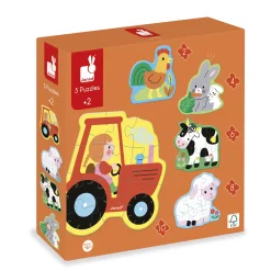 Janod 5 Puzzles Evolutifs Ferme Multicolore