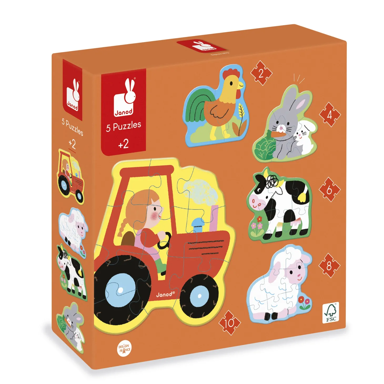 Janod 5 Puzzles Evolutifs Ferme Multicolore
