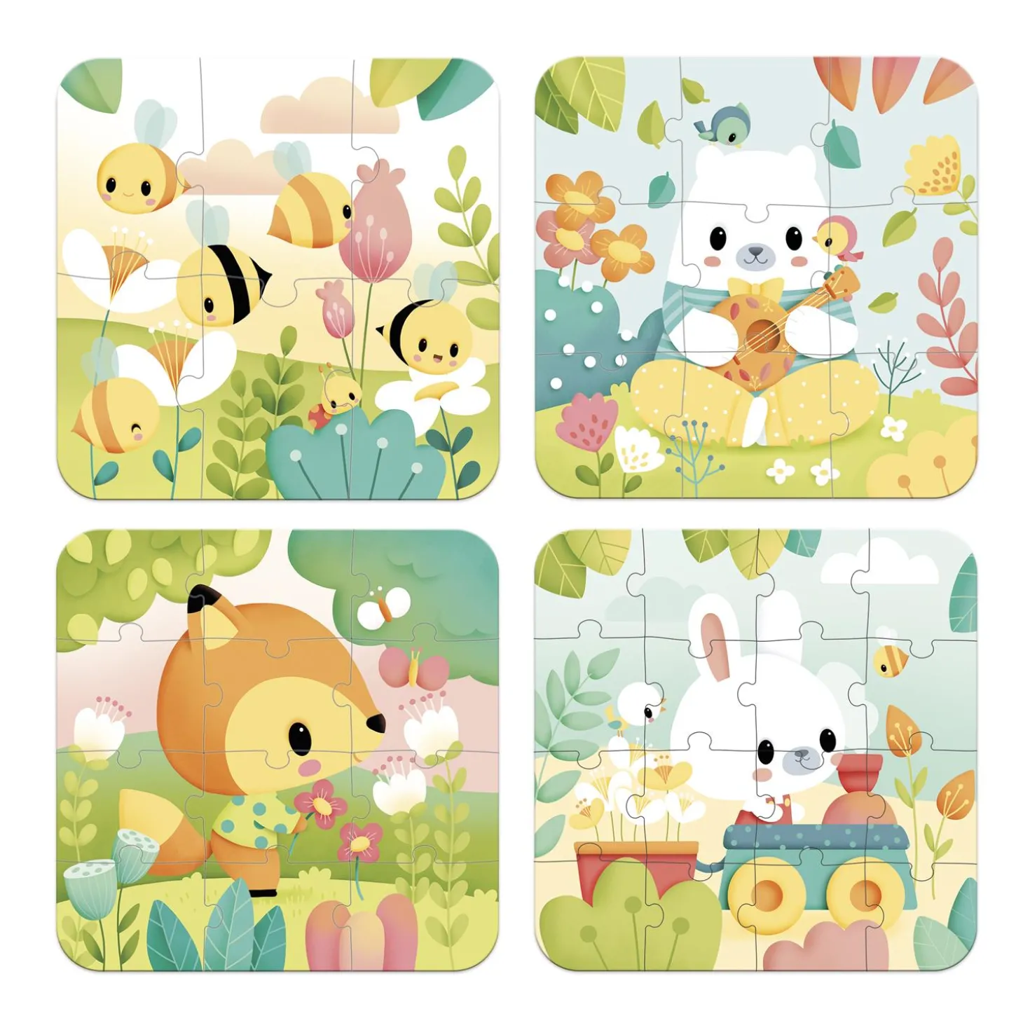 Janod 4 Puzzles Pure Multicolore