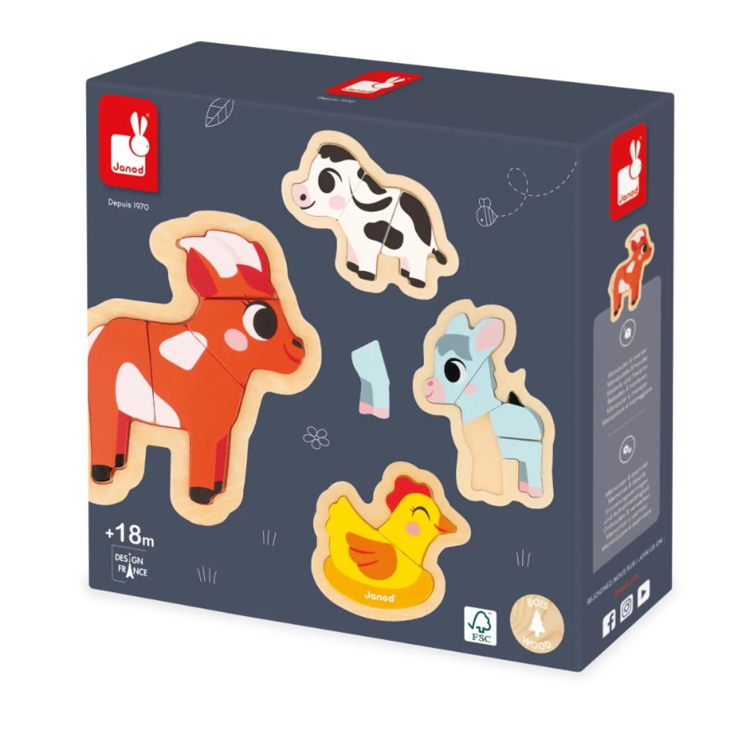Janod 4 puzzles évolutifs Ferme