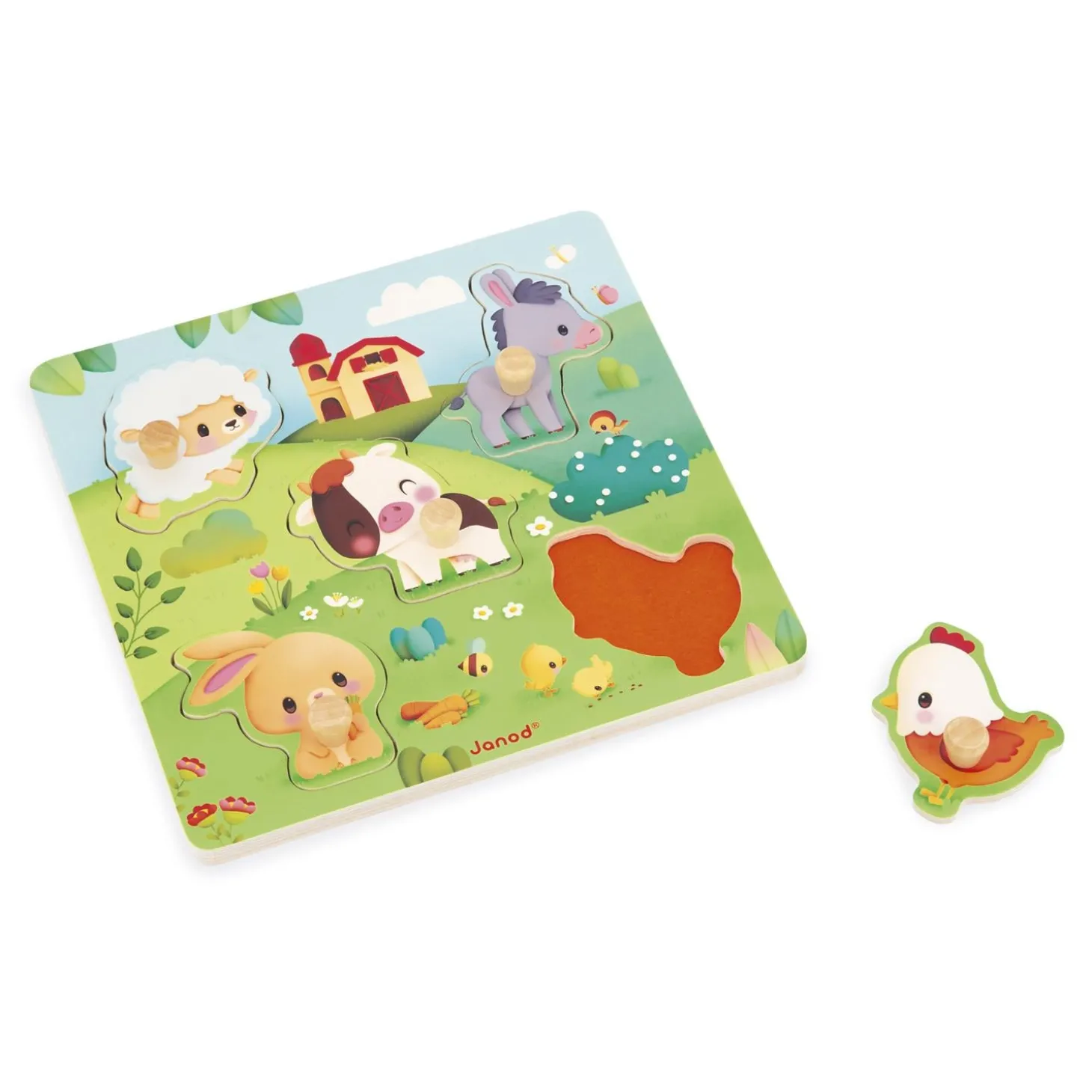 Janod Puzzle Tactile Ferme Vert