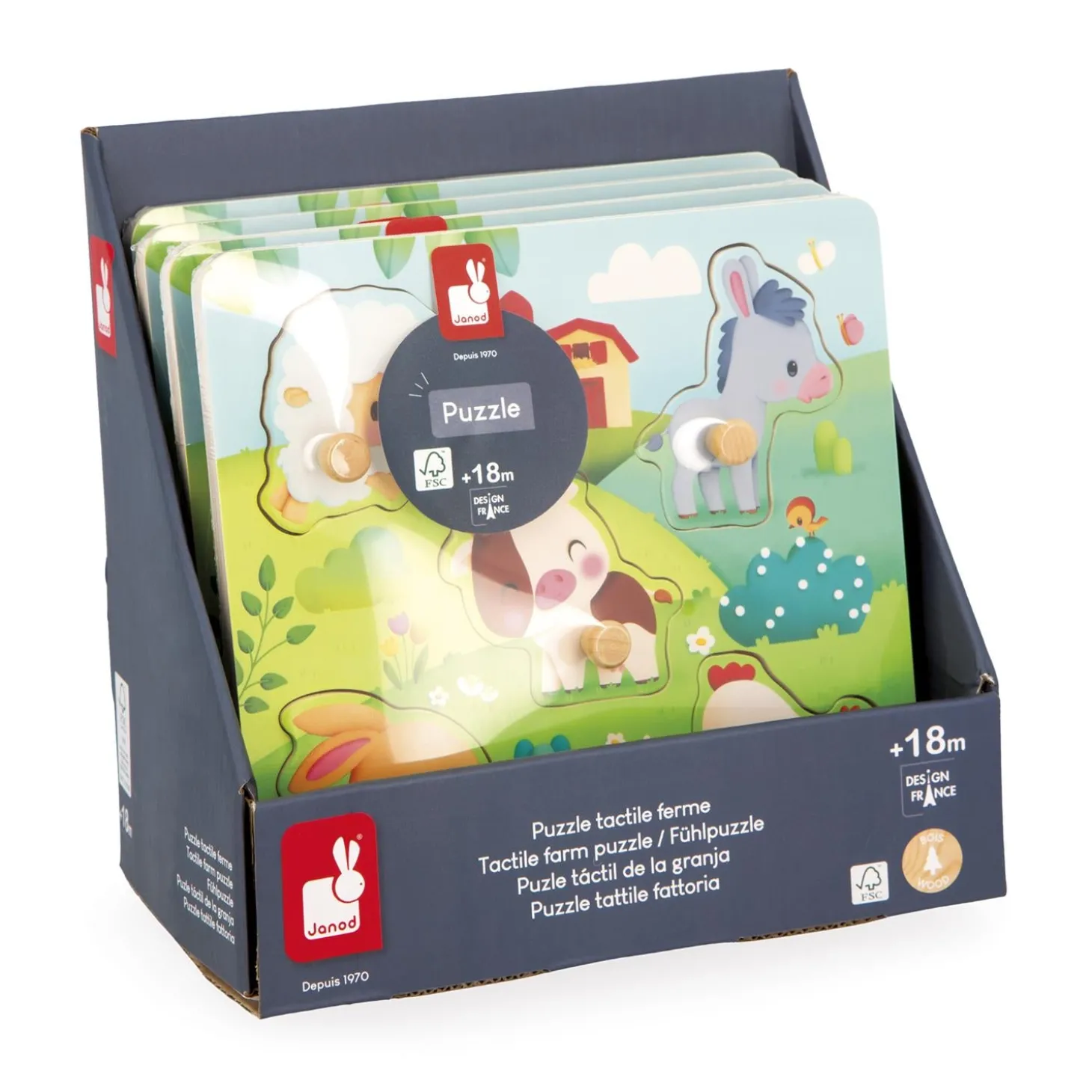Janod Puzzle Tactile Ferme Vert