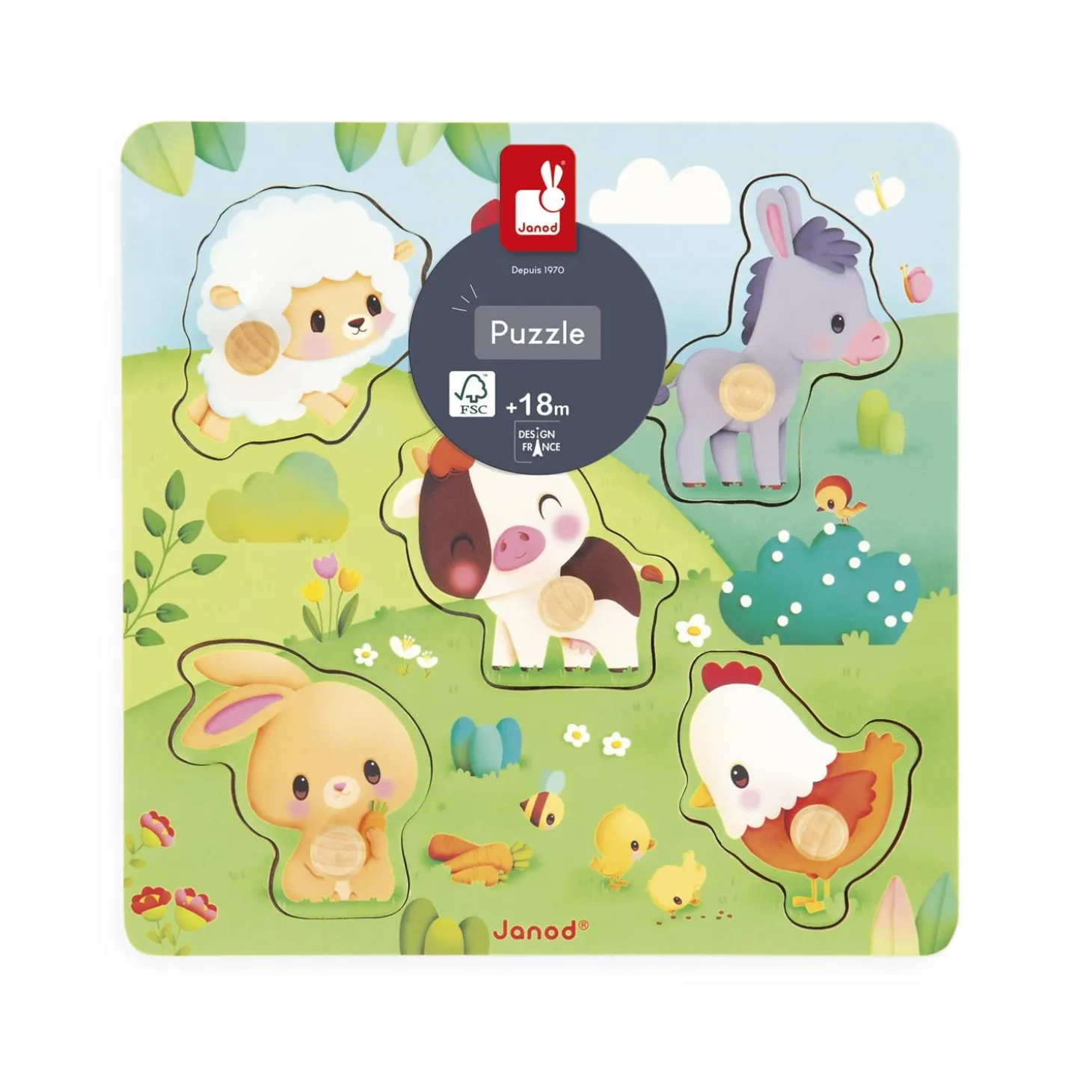 Janod Puzzle Tactile Ferme Vert