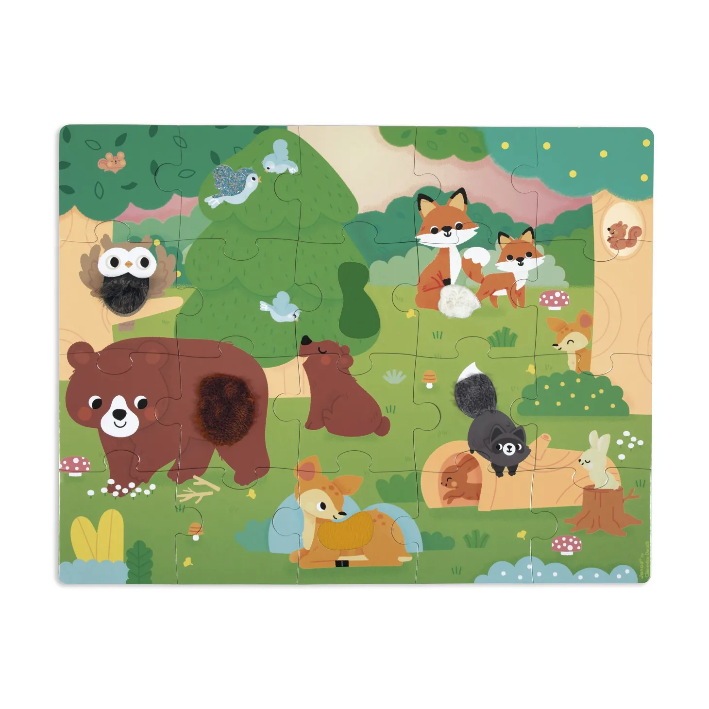 Janod Puzzle Tactile Foret Multicolore
