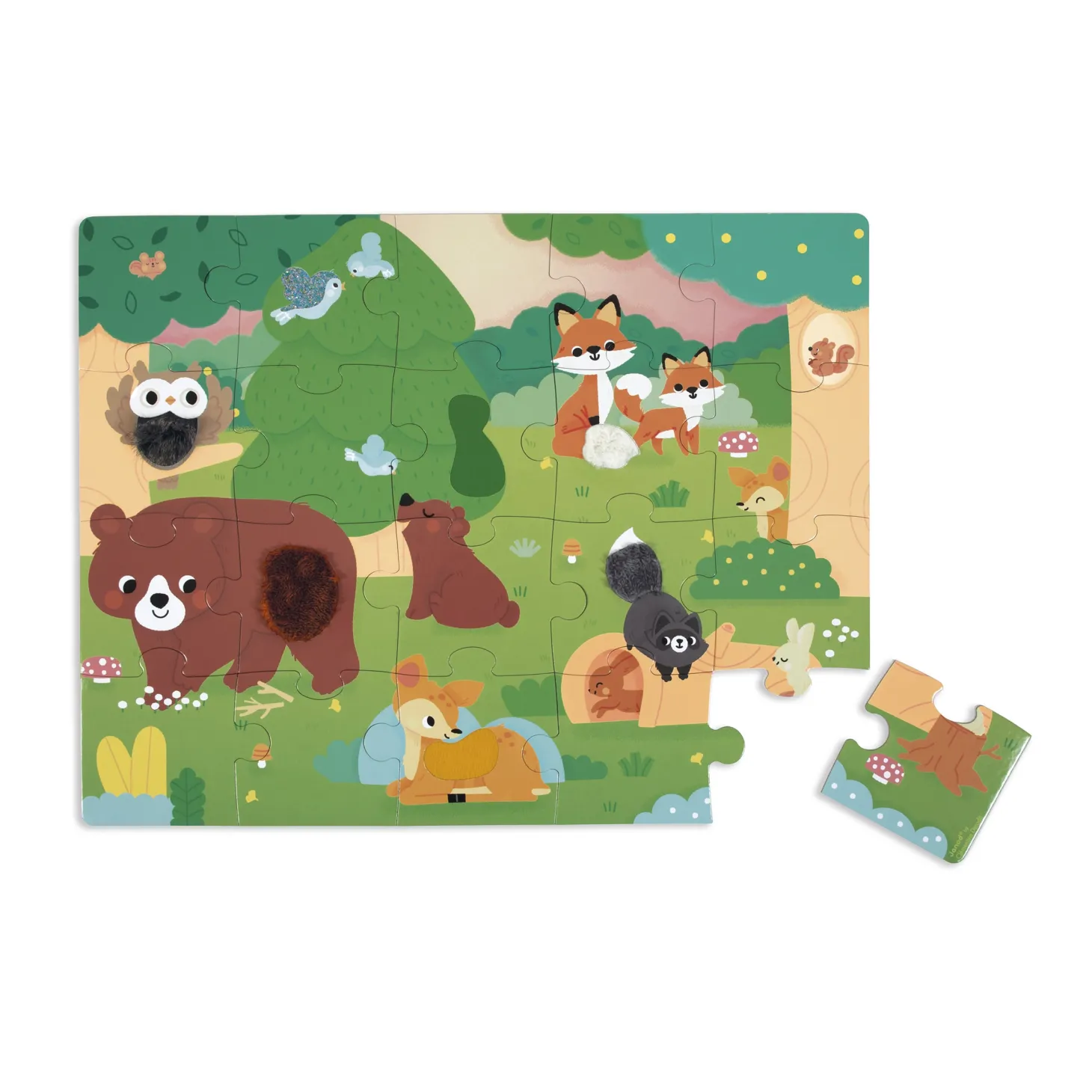Janod Puzzle Tactile Foret Multicolore