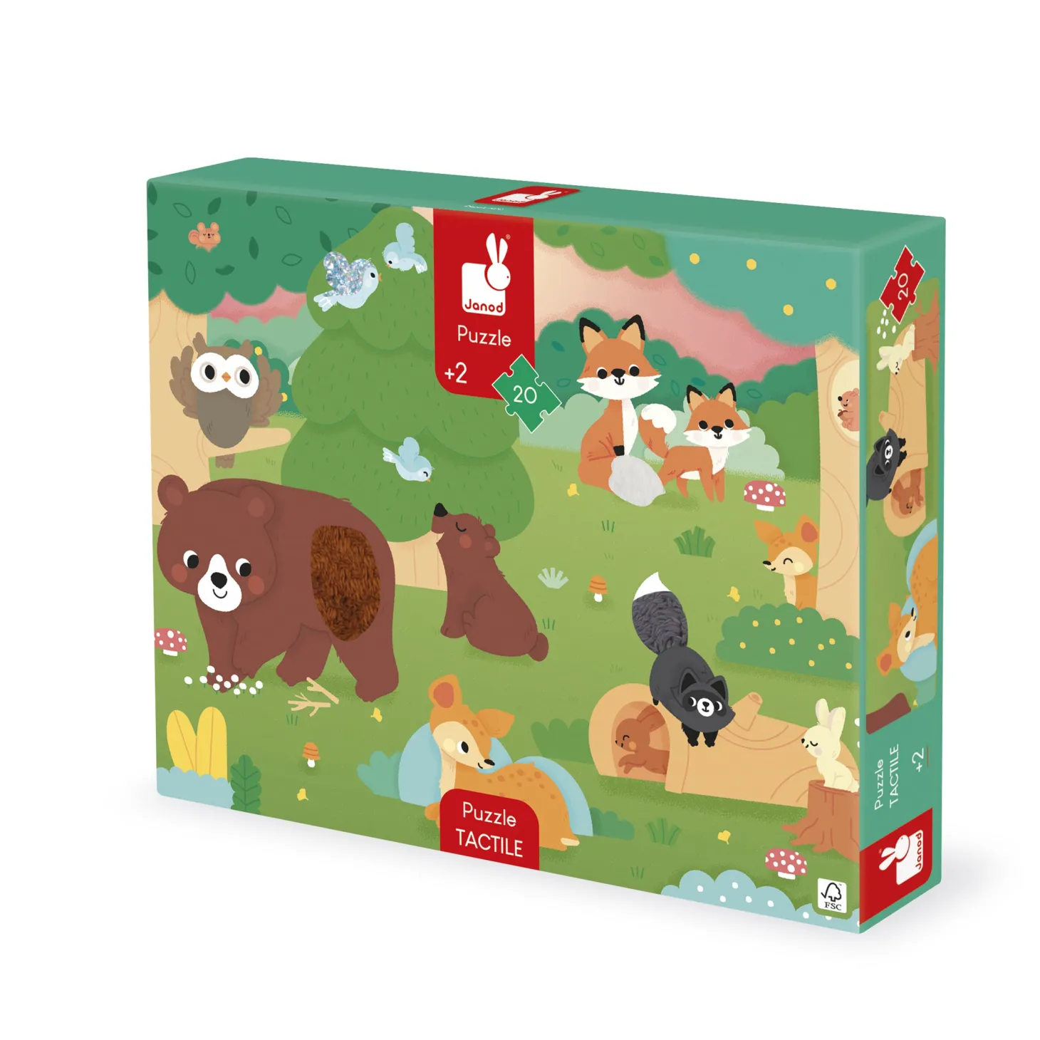 Janod Puzzle Tactile Foret Multicolore