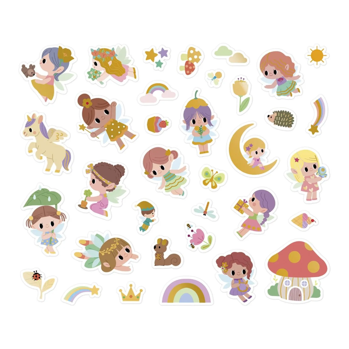 Janod 200 Stickers en Planches Fees Multicolore