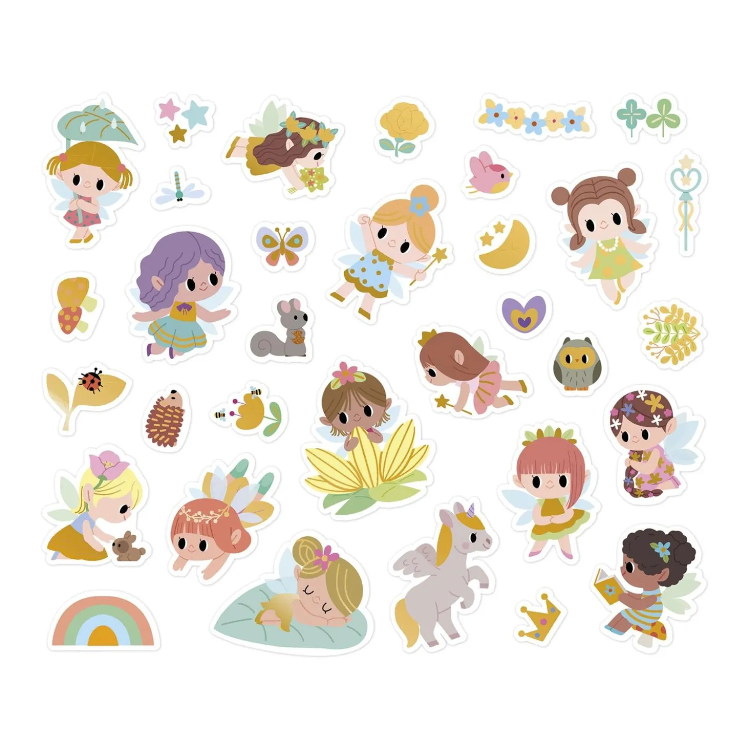 Janod 200 Stickers en Planches Fees Multicolore