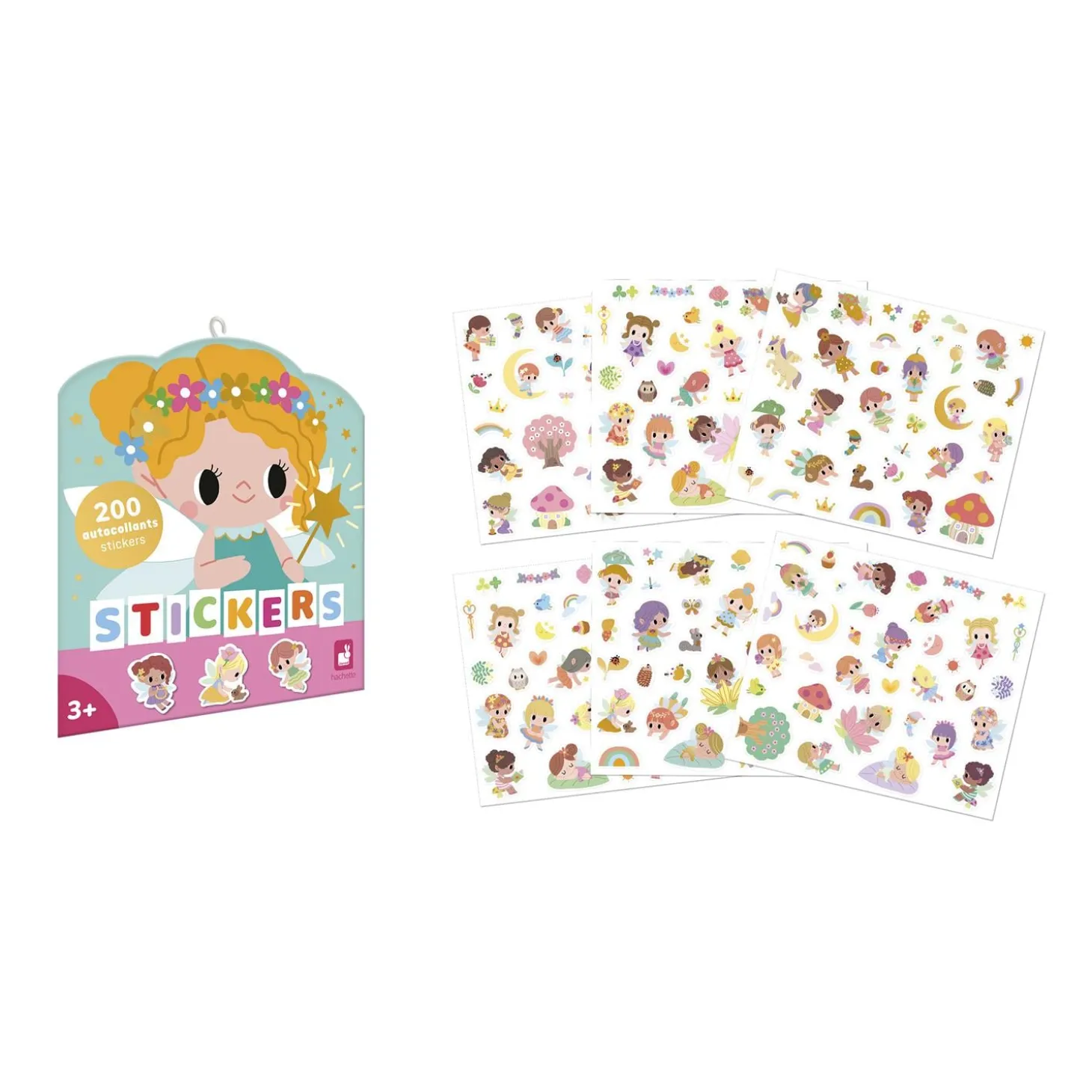 Janod 200 Stickers en Planches Fees Multicolore