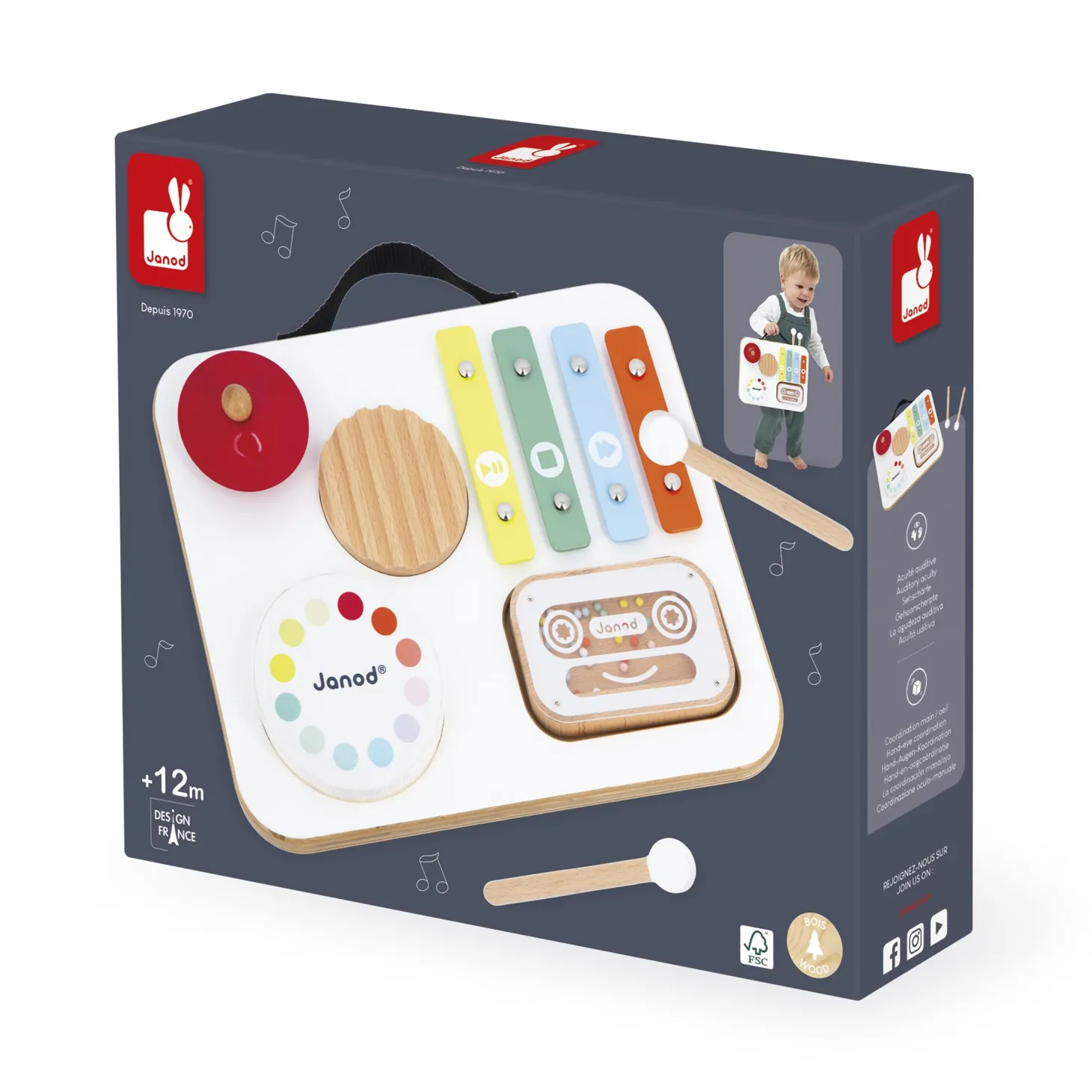 Janod Table Musicale Baby Confetti Multicolore