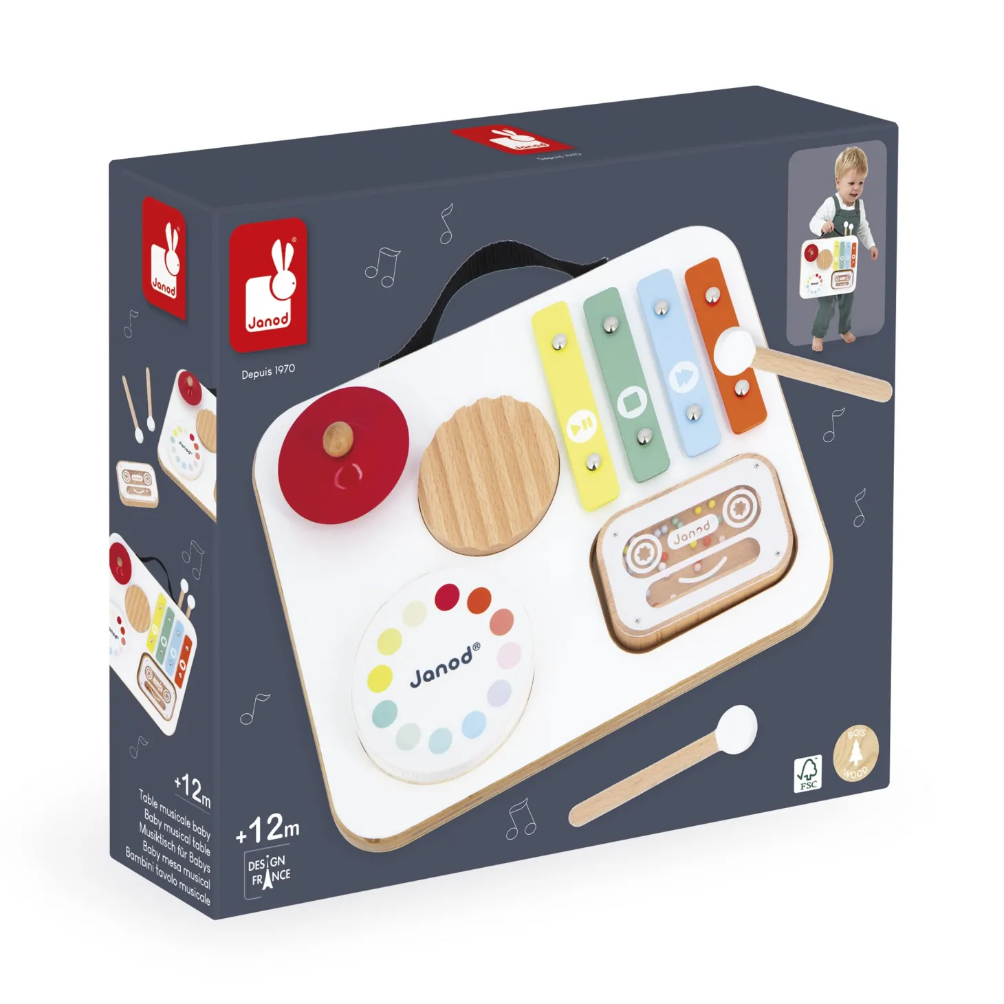 Janod Table Musicale Baby Confetti Multicolore