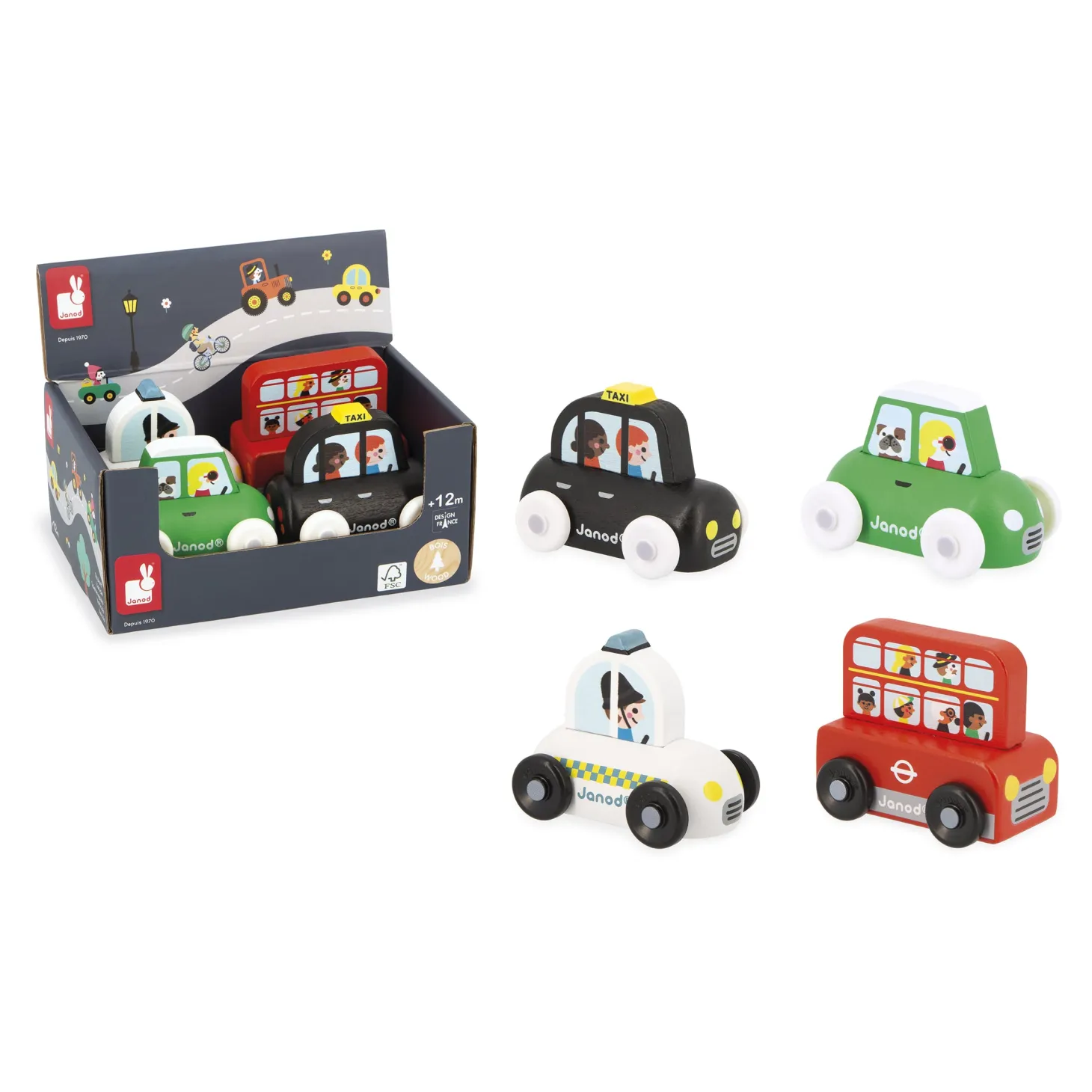 Janod Voiture en bois Cross Roads Royaume-Uni Multicolore