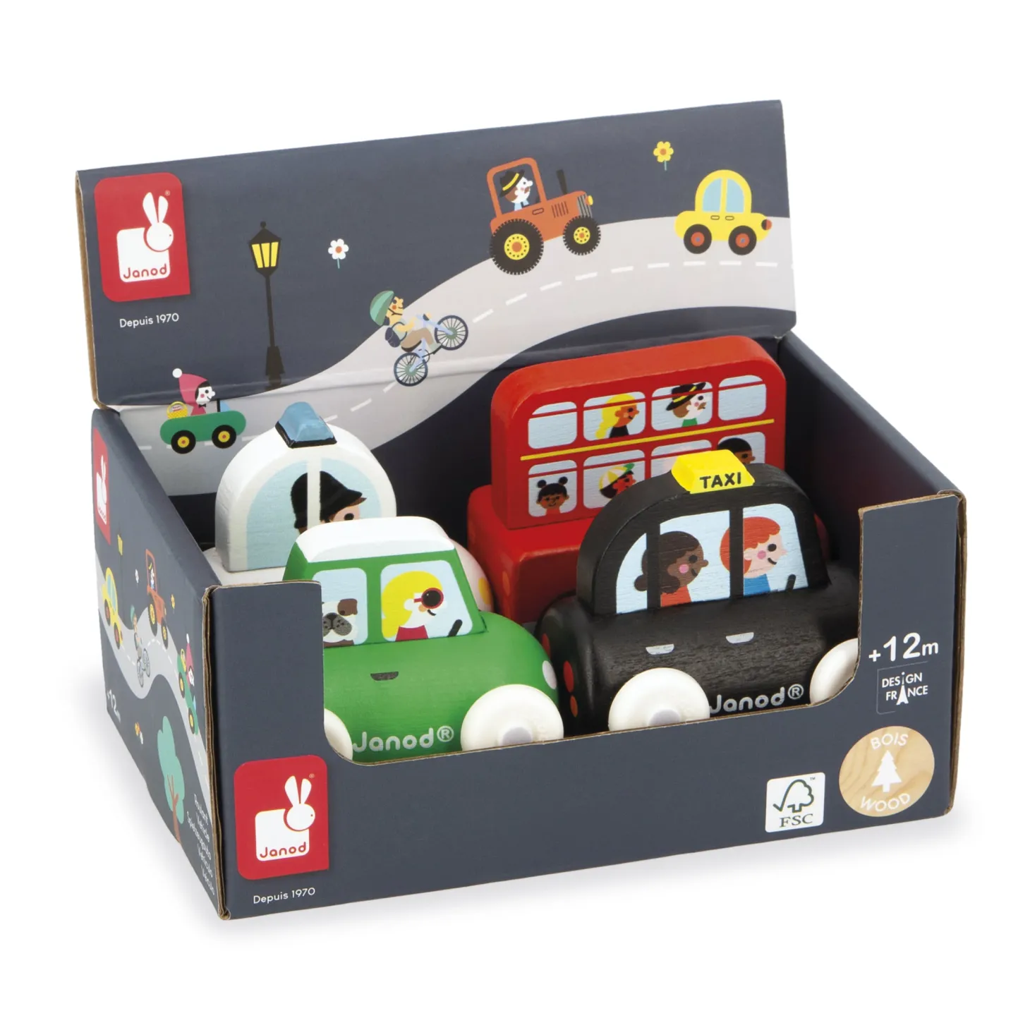Janod Voiture en bois Cross Roads Royaume-Uni Multicolore