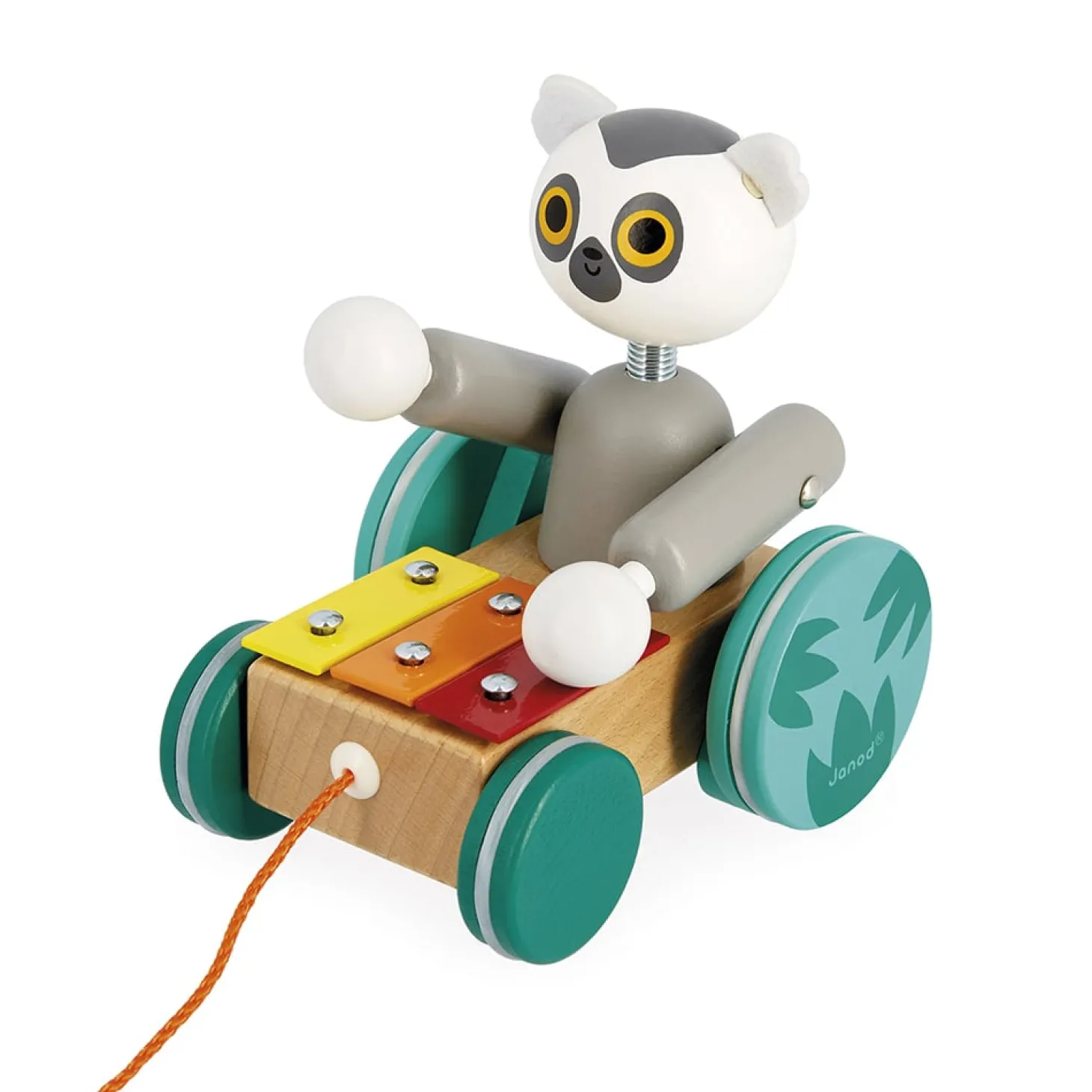 Janod Xylophone à tirer Lémurien Tropik Multicolore