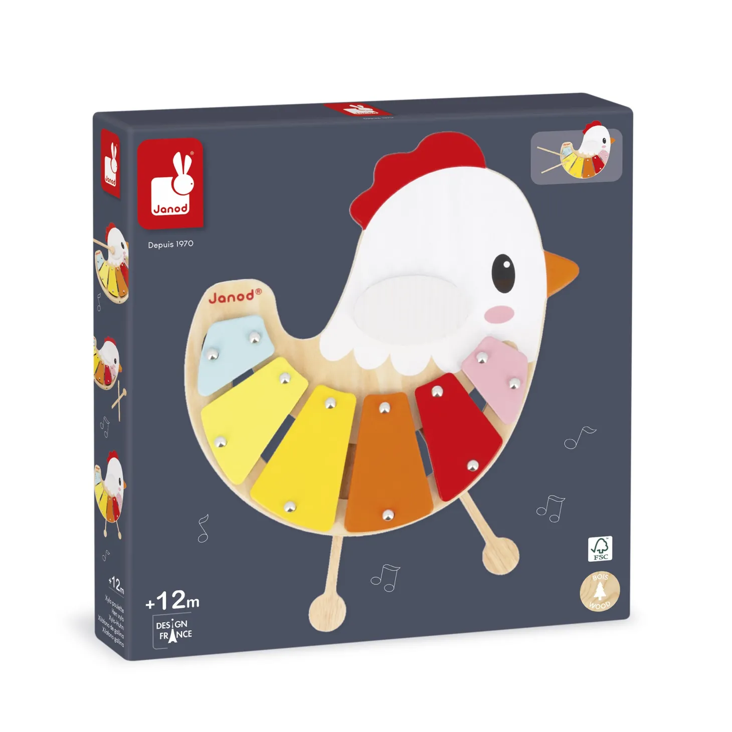 Janod Xylo Poulette Ferme Multicolore