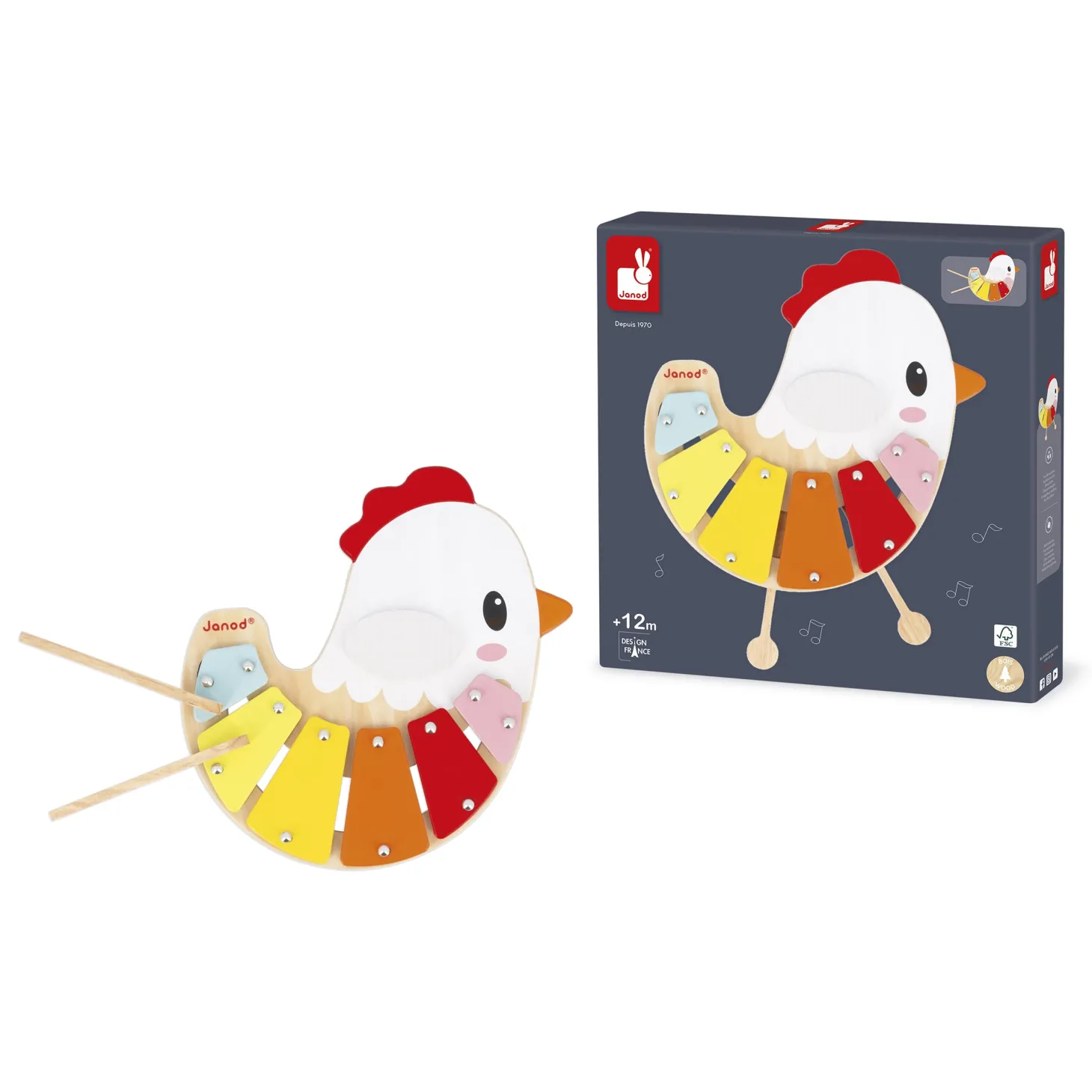 Janod Xylo Poulette Ferme Multicolore