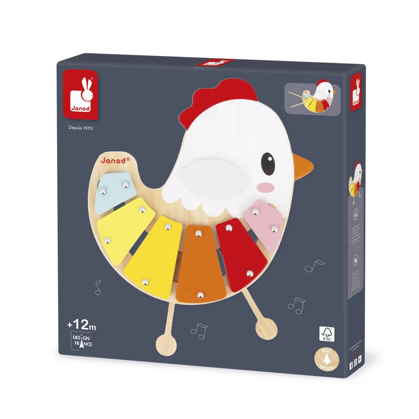 Janod Xylo Poulette Ferme Multicolore